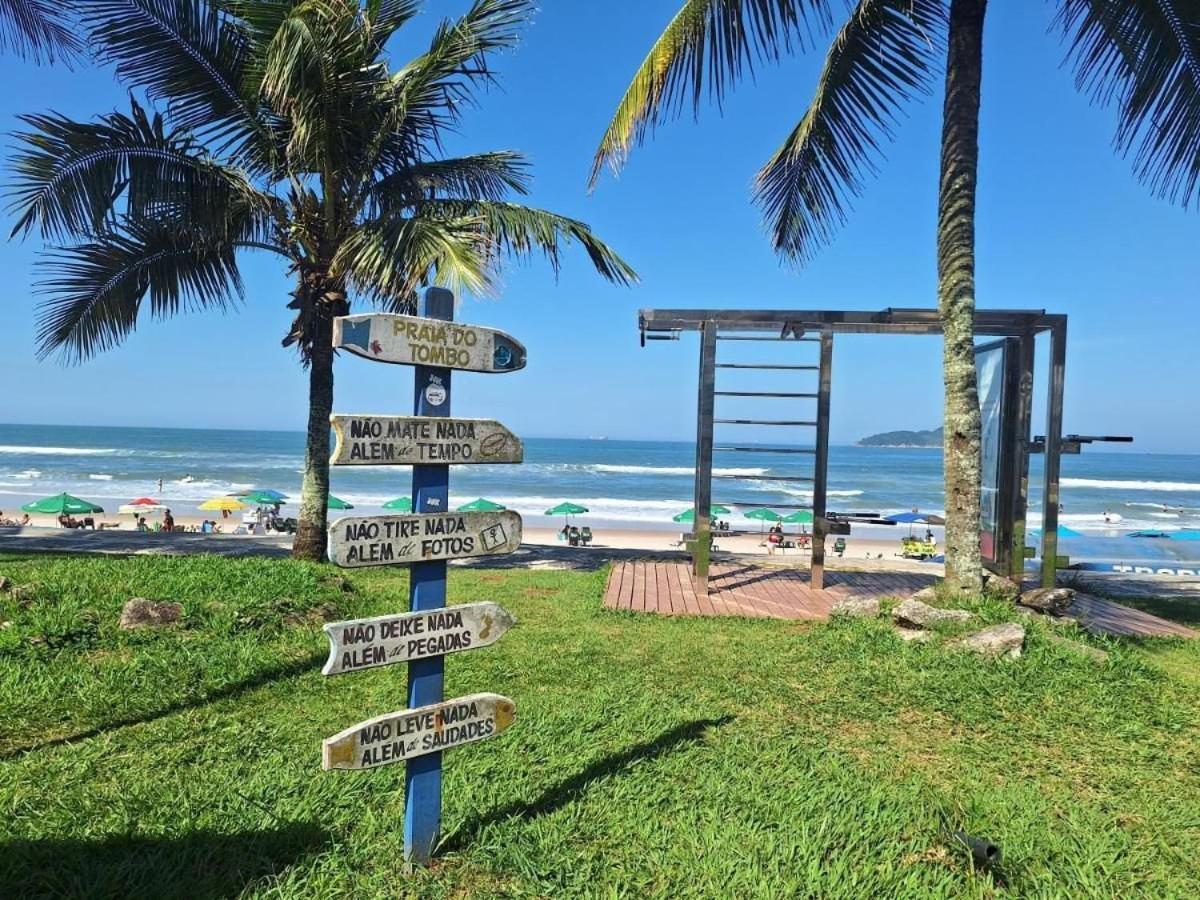 5E-Pe Na Areia Da Praia Do Tombo, 2 Quartos, Ar Cond, 2 Banheiros,2 Vagas+Roupas De Cama Guarujá Exterior foto